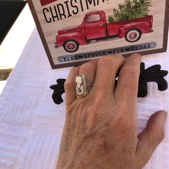 Art Nouveau White Gold 14k
Cameo En Habille Diamond Ring Mine Cut - Picture 12 of 16